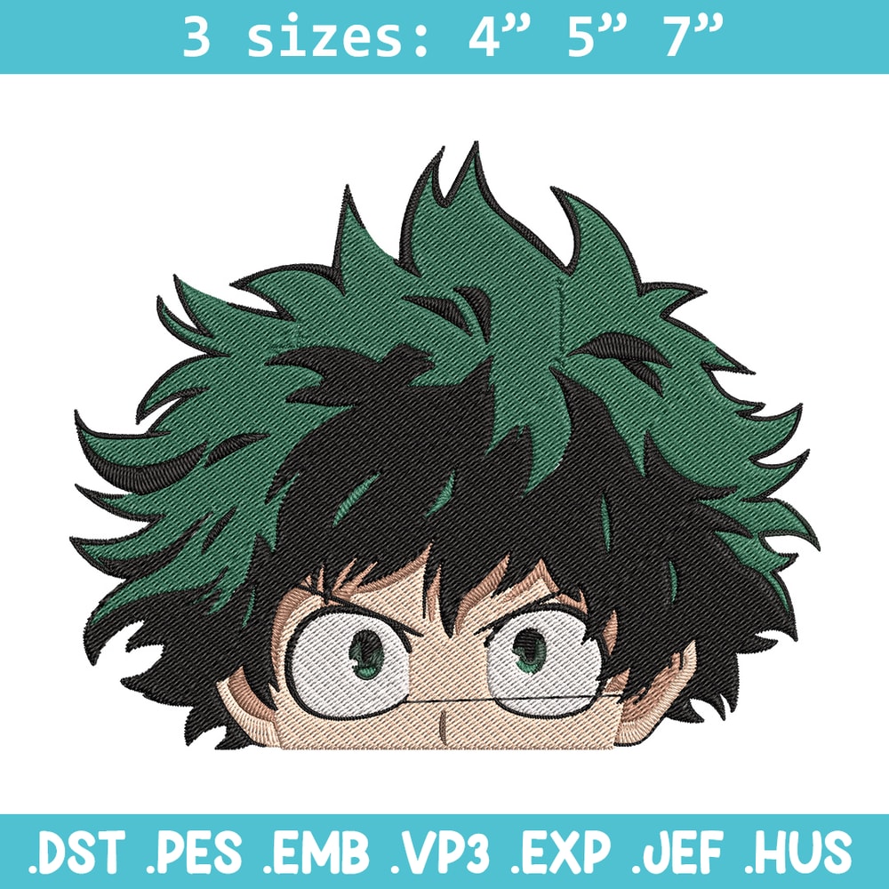 Deku face Embroidery Design, Mha Embroidery, Embroidery File, Anime Embroidery, Anime shirt, Digital download.jpg