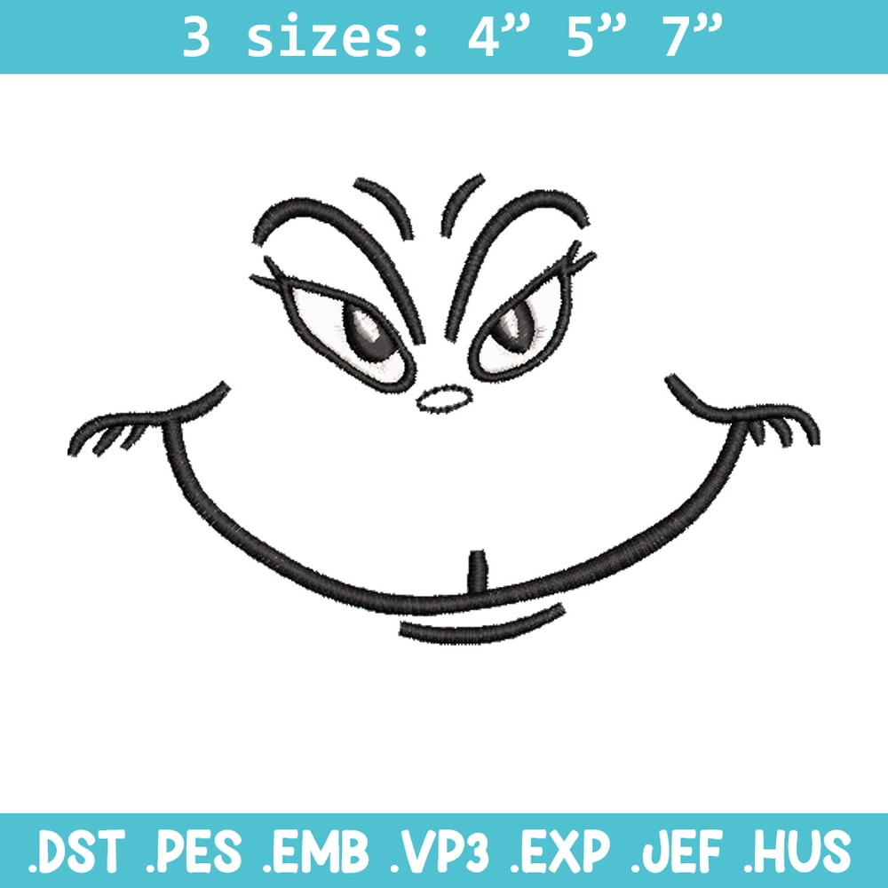 Grinch smile embroidery design,Grinch embroidery, Chrismas design, Embroidery shirt, Embroidery file, Digital download..jpg