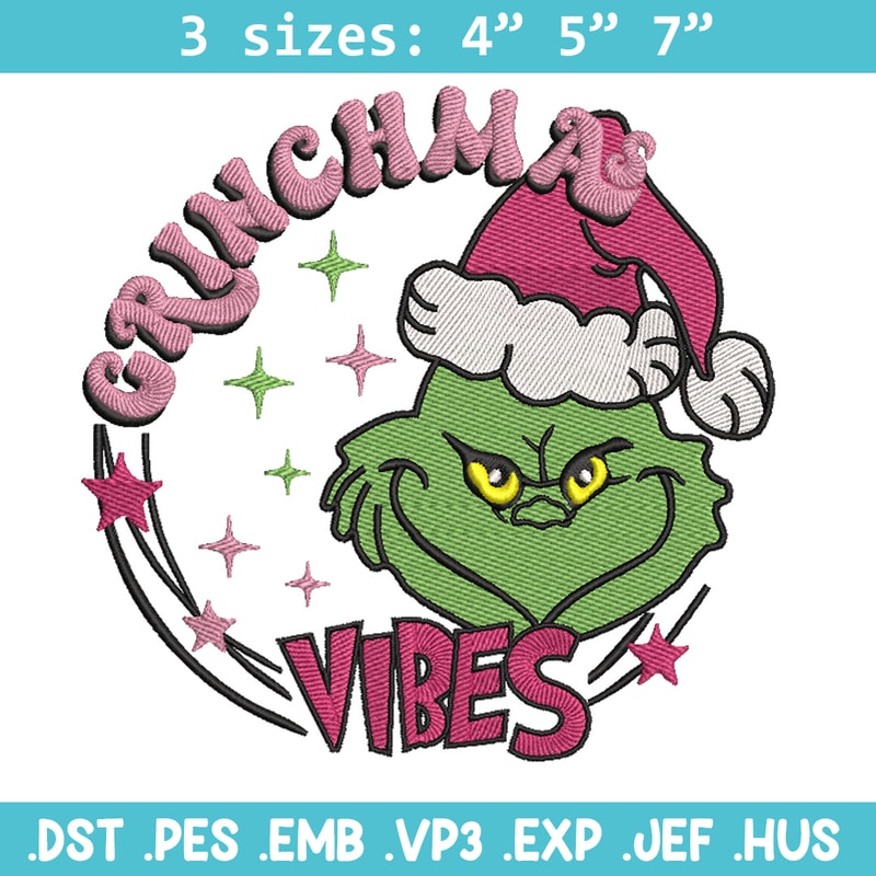 Grinch vibes embroidery design, Grinch embroidery, Chrismas design,Embroidery shirt, Embroidery file, Digital download.jpg