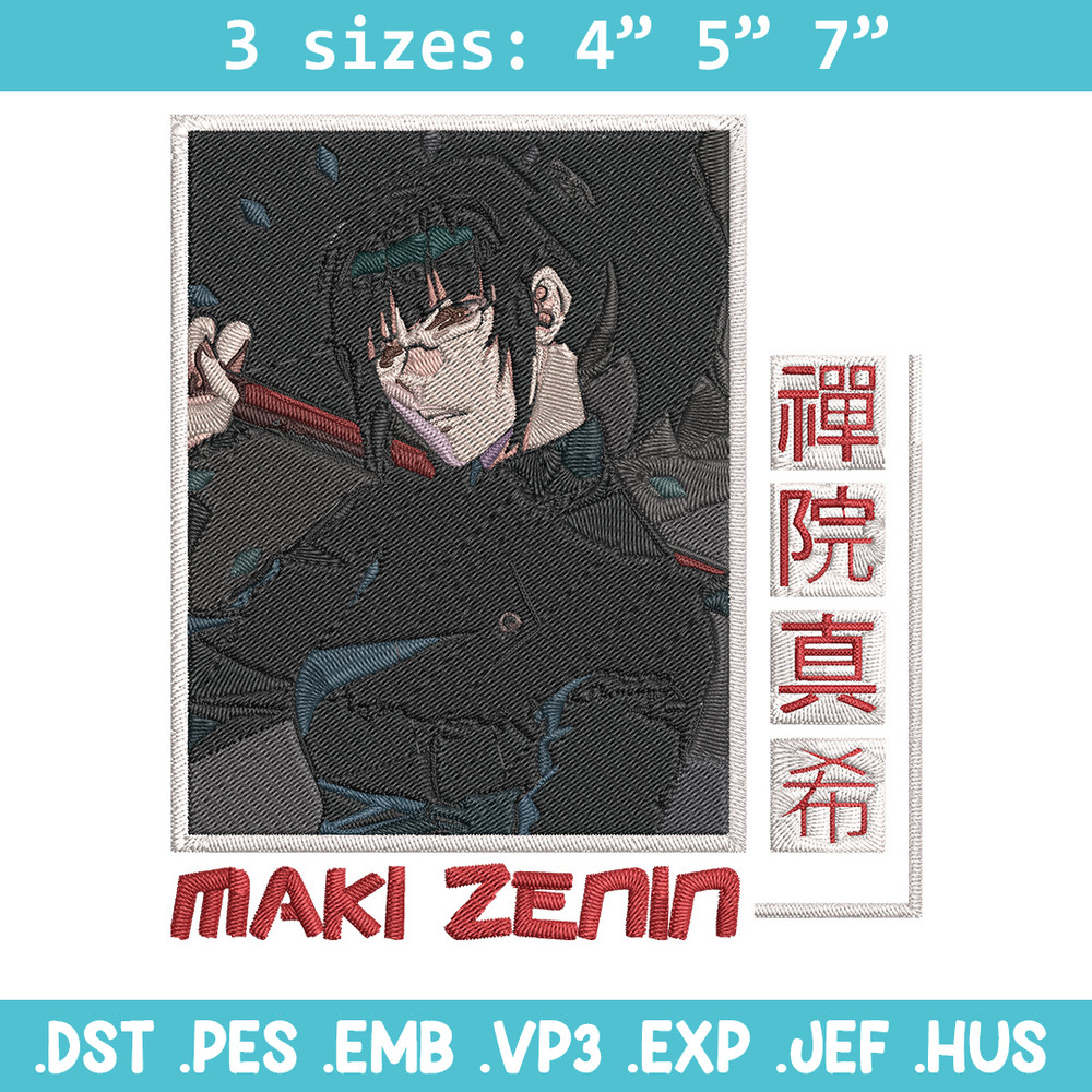 Maki poster Embroidery Design, Jujutsu Embroidery, Embroidery File, Anime Embroidery, Anime shirt,Digital download.jpg