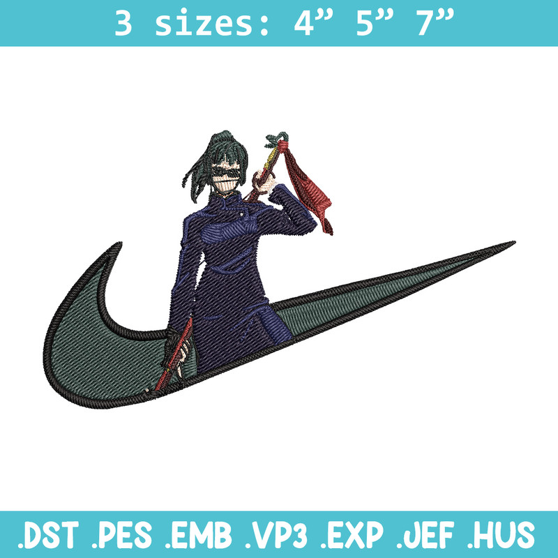 Maki x nike Embroidery Design, Jujutsu Embroidery, Embroidery File, Nike Embroidery, Anime shirt, Digital download.jpg
