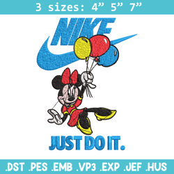 Minnie Mouse holding balloon Nike Embroidery design, Disney Embroidery, Nike design, Embroidery file, Instant download.