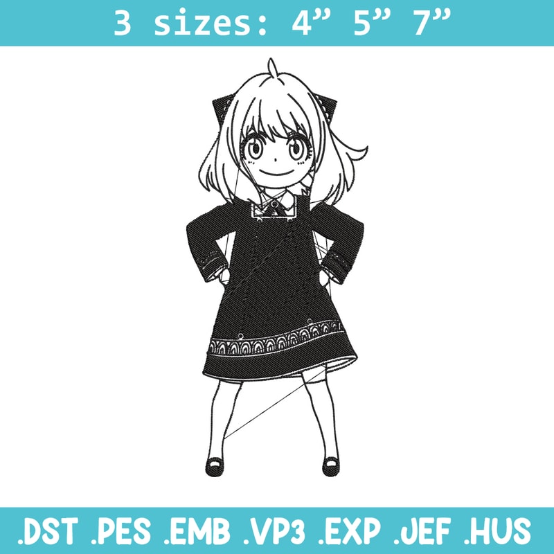 Anya Forger Embroidery Design, Spy x family Embroidery, Embroidery File, Anime Embroidery, Anime shirt, Digital download.jpg