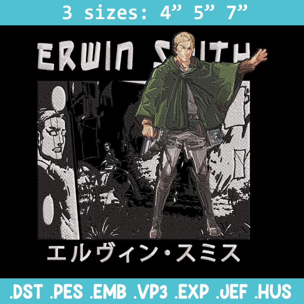 Erwin Smith Embroidery Design, Aot Embroidery, Embroidery File, Anime Embroidery, Anime shirt, Digital download.jpg