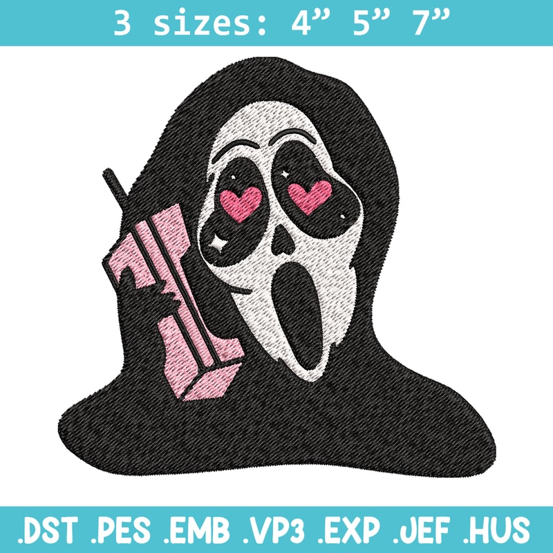 Ghost Face Call Me Embroidery design, Ghost Face Embroidery, Embroidery File, Horror design, Digital download..jpg