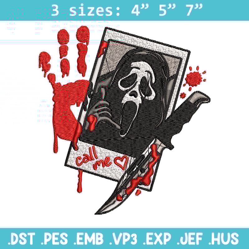 Ghost face Embroidery design, Ghost face horror Embroidery, horror design, Embroidery File, Digital download..jpg