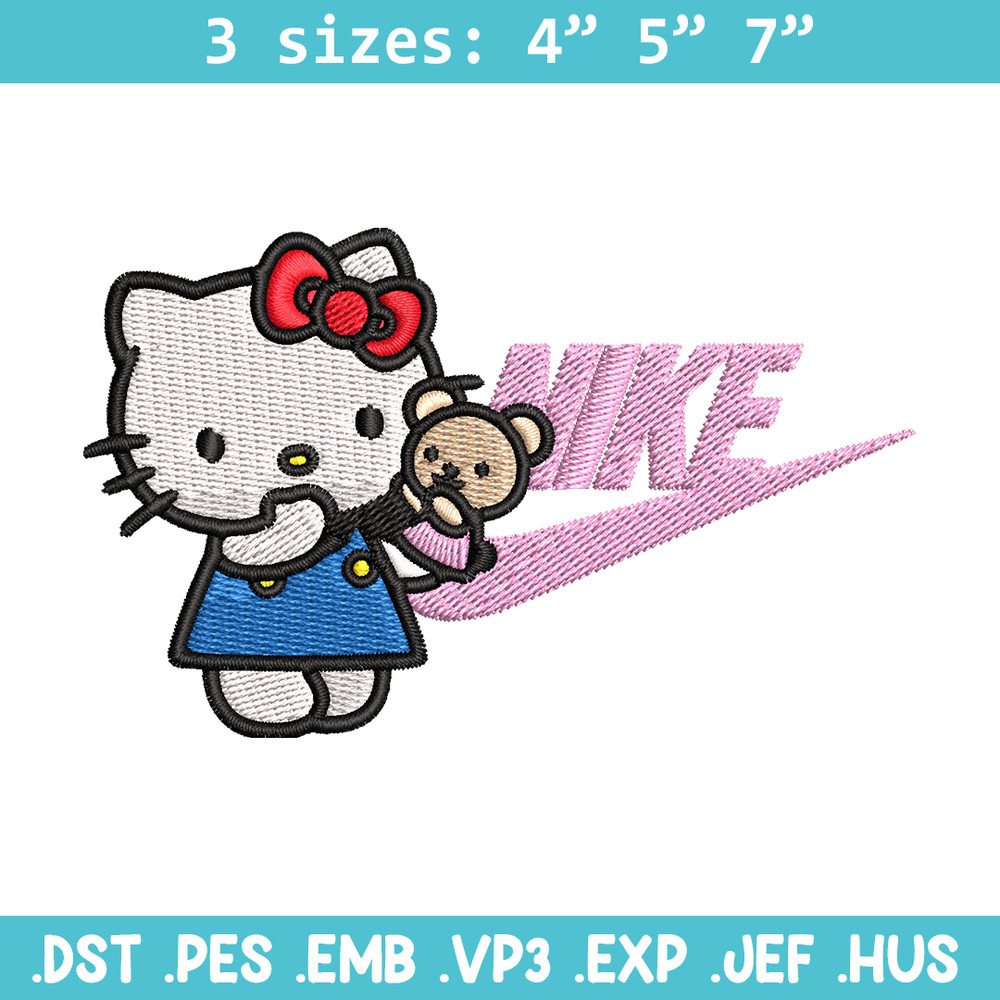 Hello kitty Nike Embroidery design, hello kitty cartoon, Embroidery, Nike design, Embroidery file, Instant download..jpg