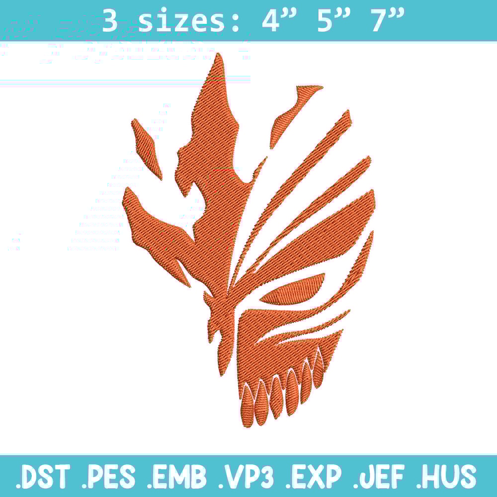 Ichigo mask Embroidery Design, Bleach Embroidery, Embroidery File, Anime Embroidery, Anime shirt, Digital download.jpg