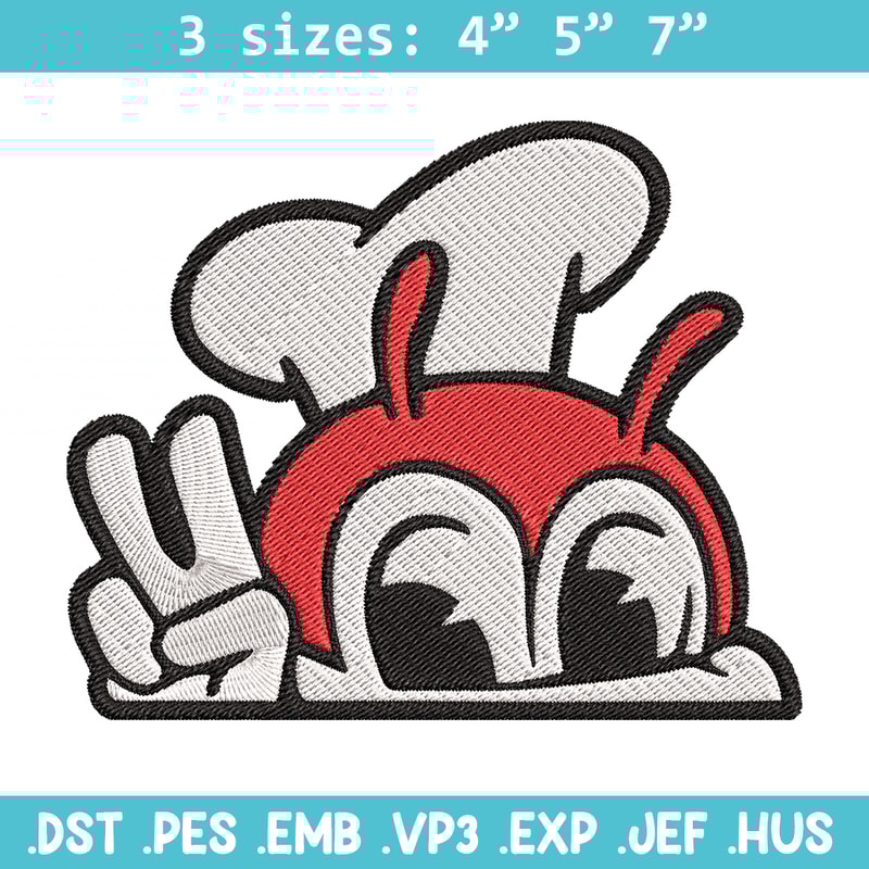 Jollibee Peek Embroidery Design, Logo Embroidery, Embroidery File, Anime Embroidery, Anime shirt, Digital download.jpg