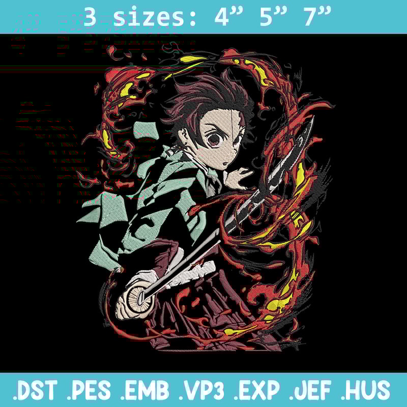 Kamado Tanjiro Embroidery Design, Demon slayer Embroidery, Embroidery File, Anime Embroidery, Digital download..jpg