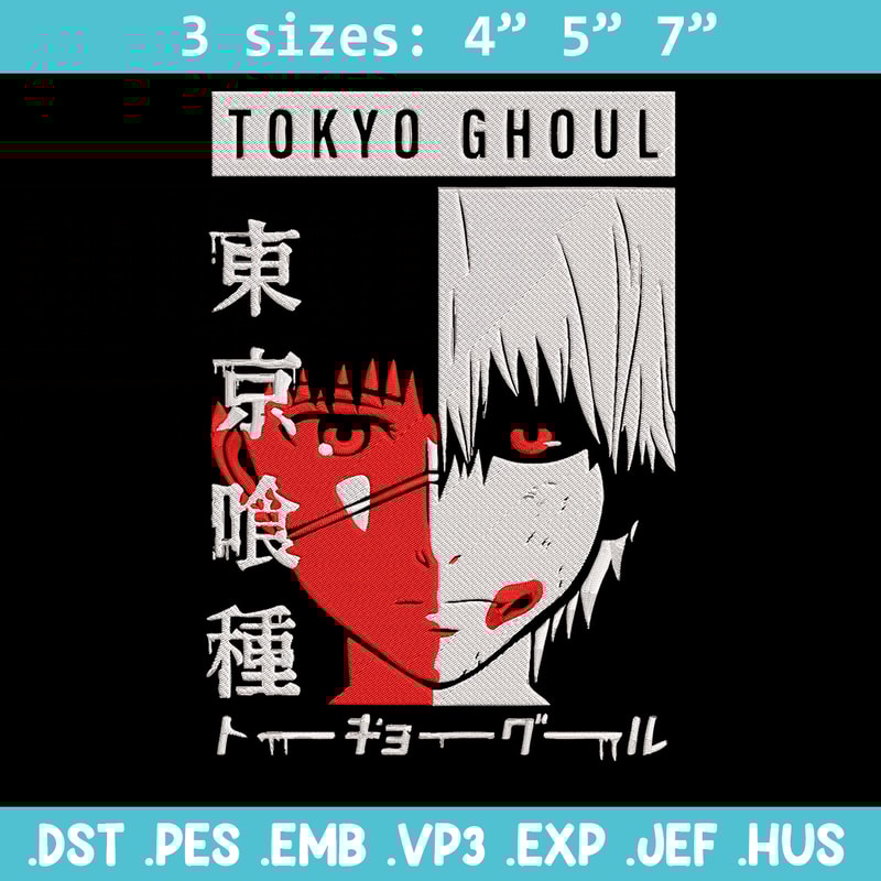 Ken kaneki poster Embroidery Design, Tokyo Ghoul Embroidery, Embroidery File, Anime Embroidery, Digital download.jpg