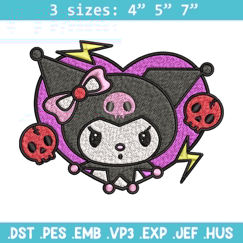 Kuromi Embroidery design, Hello Kitty Embroidery, cartoon design, Embroidery File, cartoon shirt, Digital download.jpg