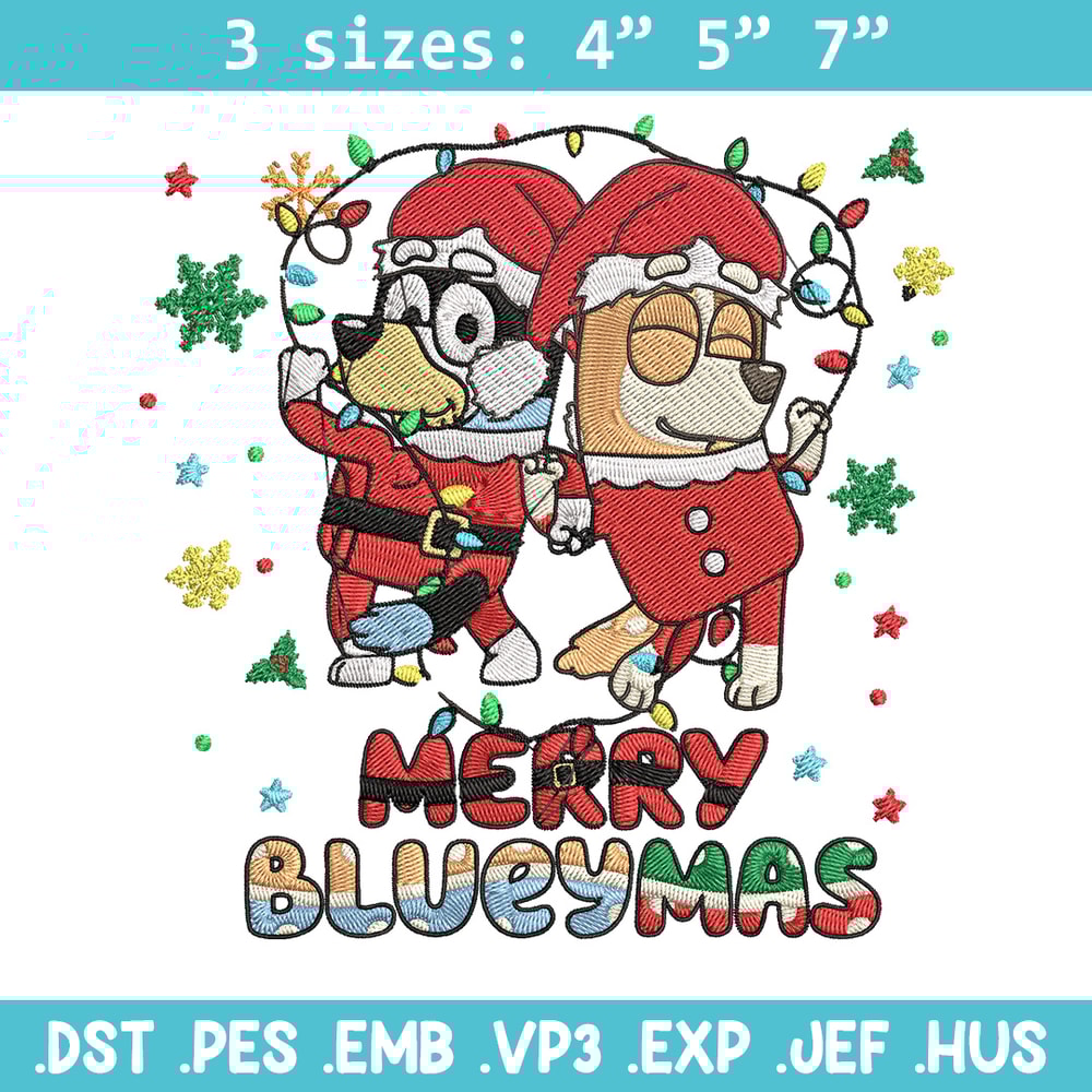 Merry blueymas Embroidery Design, Bluey Embroidery, Embroidery File, Chrismas Embroidery, Anime shirt, Digital download..jpg