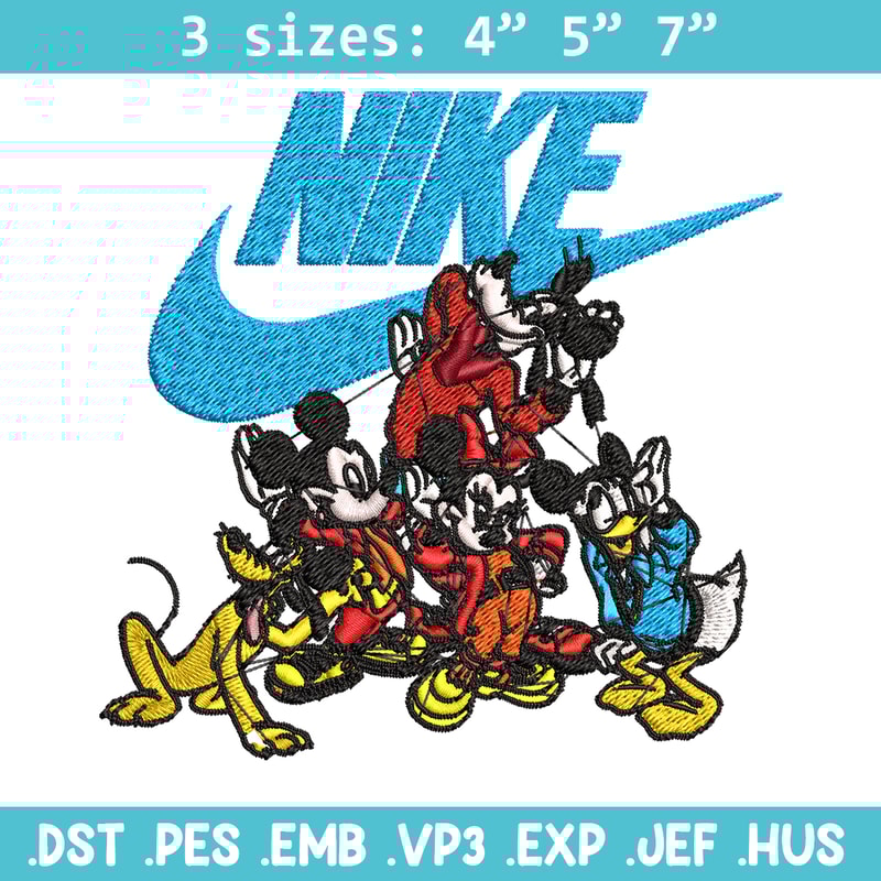 Mickey and friends Nike Embroidery design, Disney Embroidery, Nike design, Embroidery file, logo shirt, Instant download.jpg