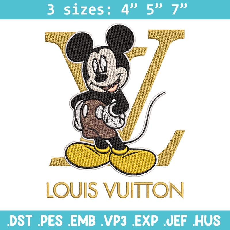 Mickey logo lv Embroidery Design, Lv Embroidery, Embroidery File, Brand Embroidery, Logo shirt, Digital download.jpg