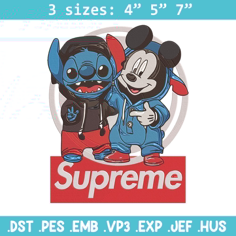 Mickey x stitch Embroidery Design, Supreme Embroidery, Embroidery File, Anime Embroidery, Anime shirt, Digital download.jpg