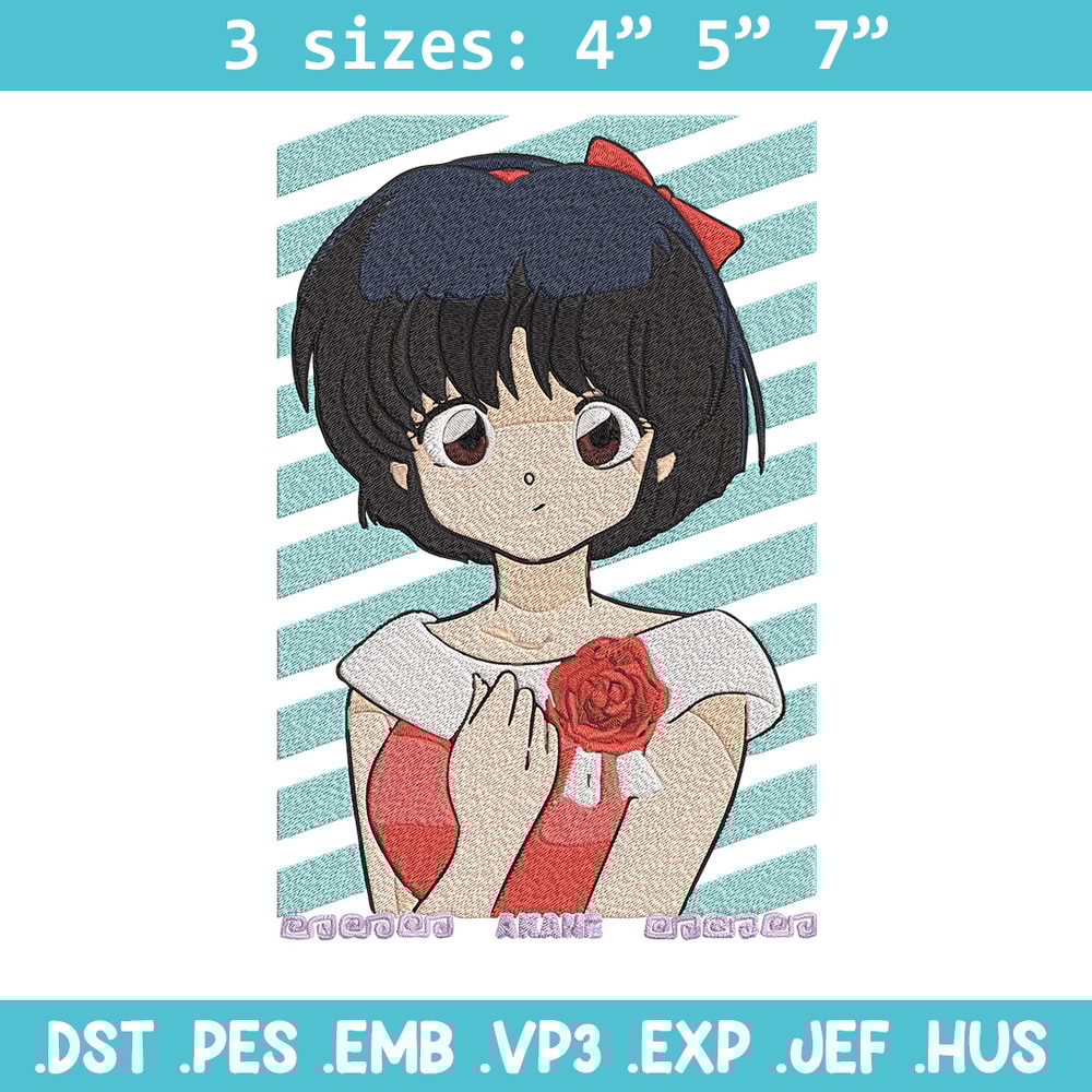 Akane Tendo Embroidery Design, Ranma Embroidery, Embroidery File, Anime Embroidery, Anime shirt, Digital download.jpg