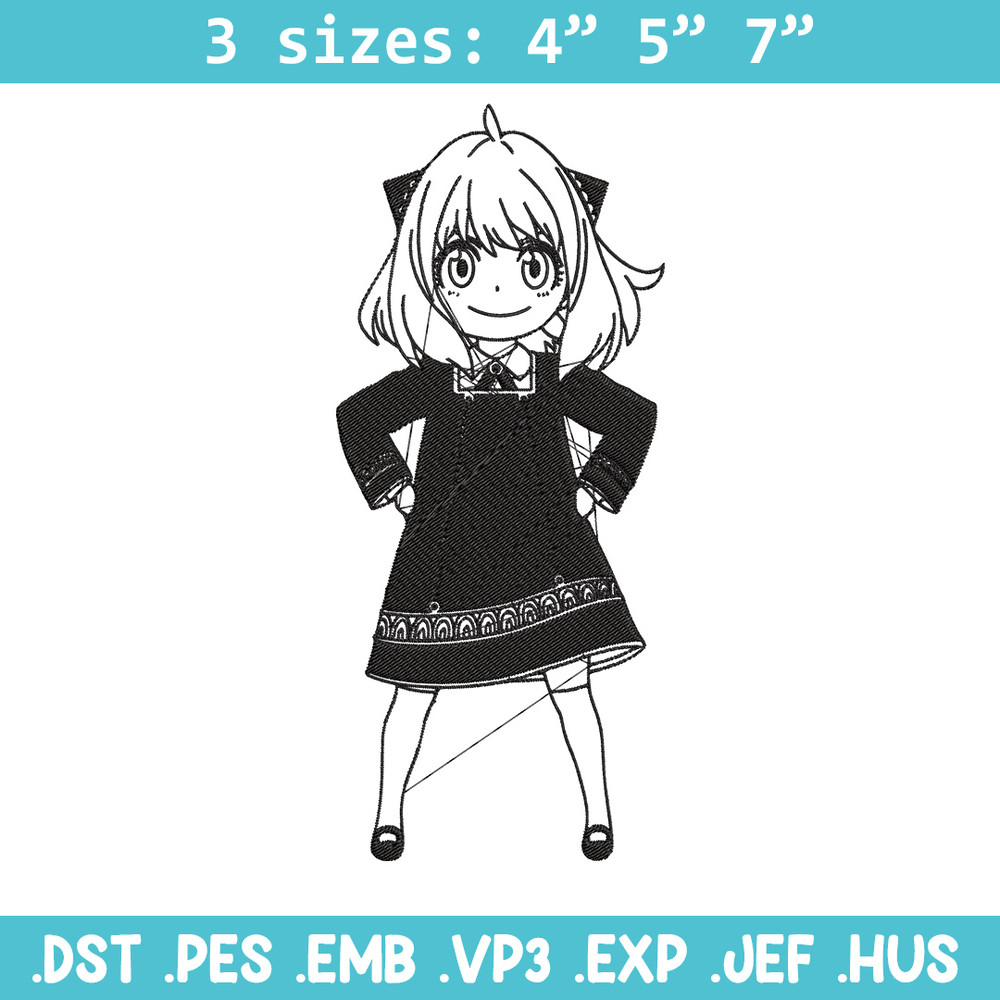 Anya Forger Embroidery Design, Spy x family Embroidery, Embroidery File, Anime Embroidery, Anime shirt, Digital download.jpg