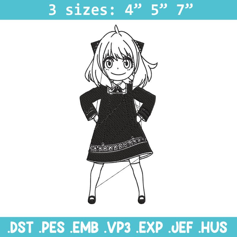 Anya Forger Embroidery Design, Spy x family Embroidery, Embroidery File, Anime Embroidery, Anime shirt, Digital download.jpg