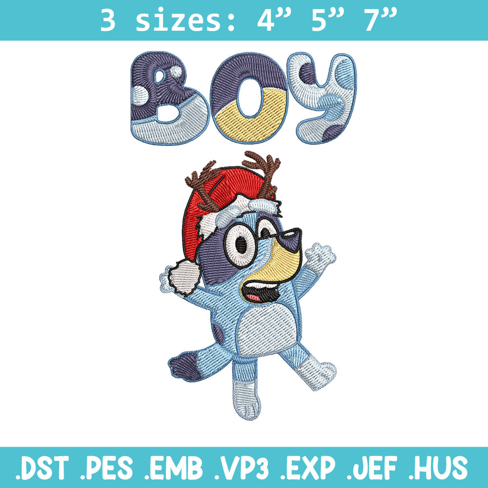 Bluey boy Embroidery Design, Bluey Embroidery, Embroidery File, Chrismas Embroidery, Anime shirt, Digital download.jpg