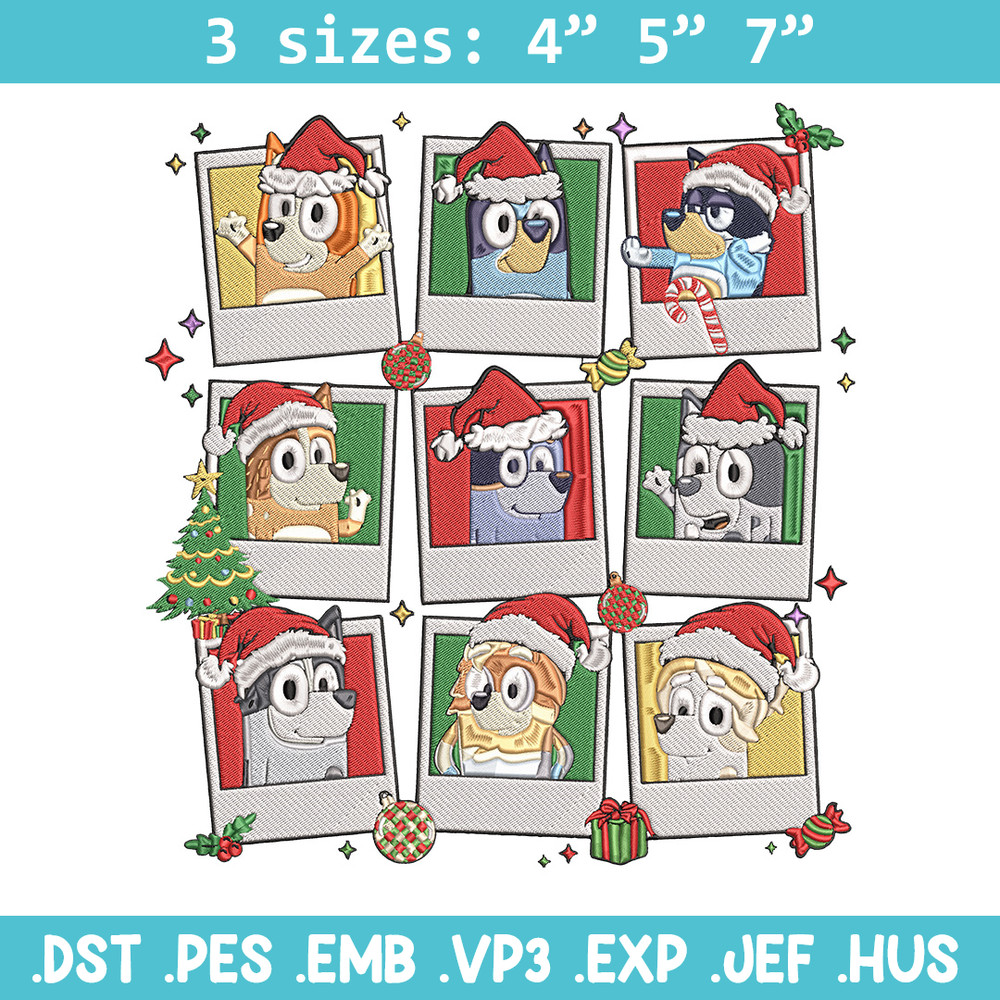 Bluey chrismas Embroidery Design, Bluey Embroidery, Embroidery File, Anime Embroidery, Anime shirt, Digital download.jpg