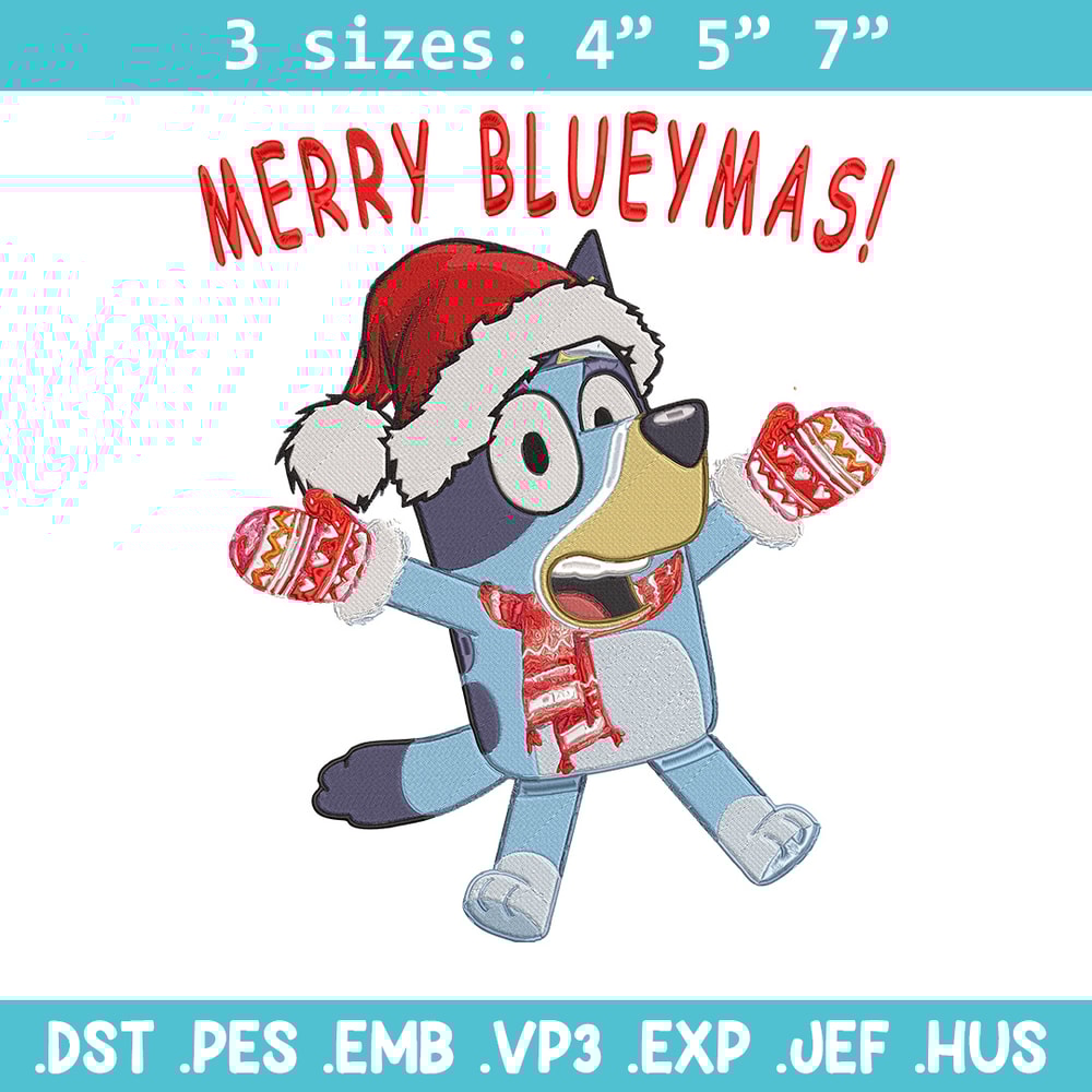 Bluey chrismas Embroidery Design, Bluey Embroidery, Embroidery File,Chrismas Embroidery, Anime shirt, Digital download.jpg