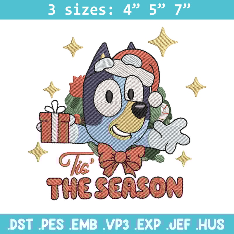 Bluey gift embroidery design, Bluey embroidery, Chrismas design, Embroidery file, Embroidery shirt, Digital download.jpg