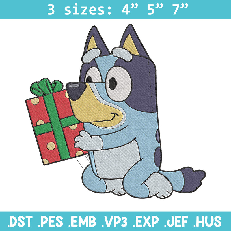 Bluey gift Embroidery Design, Bluey Embroidery, Embroidery File, Chrismas Embroidery, Anime shirt, Digital download.jpg