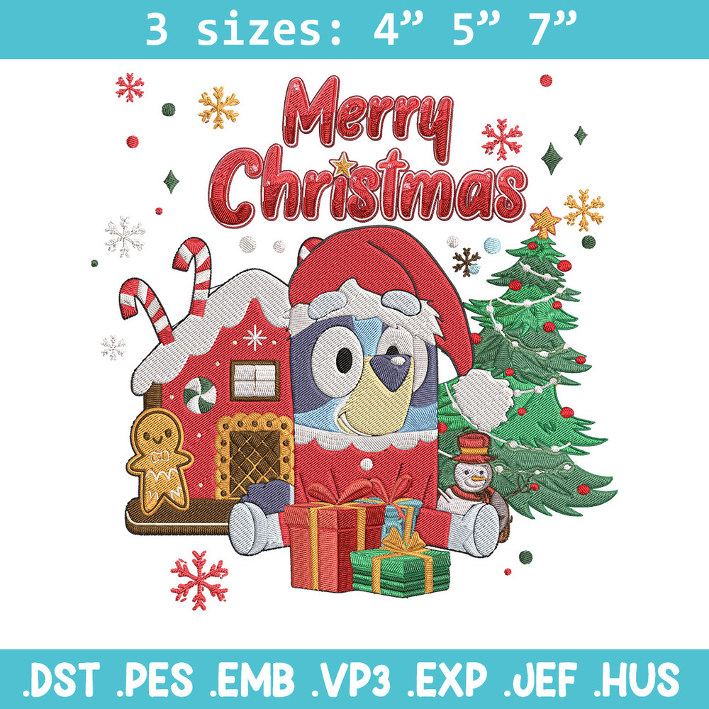 Bluey merry chrismas Embroidery Design,Bluey Embroidery, Embroidery File, Chrismas Embroidery, Digital download.jpg