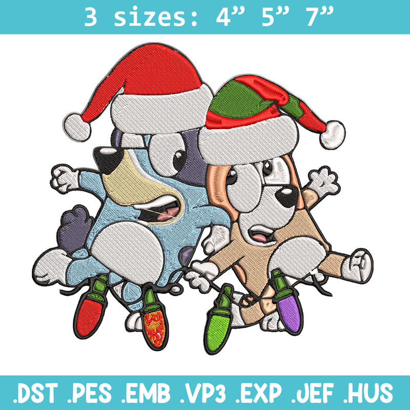 Bluey x Bingo Embroidery Design, Bluey Embroidery, Embroidery File, Chrismas Embroidery, Anime shirt, Digital download..jpg