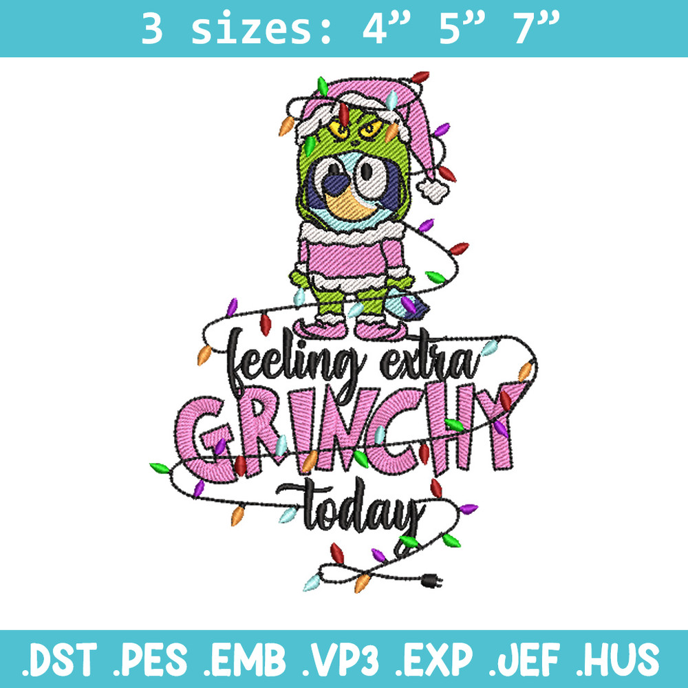 Bluey x grinch embroidery design, Bluey embroidery, Chrismas design, Embroidery file, Embroidery shirt, Digital download.jpg