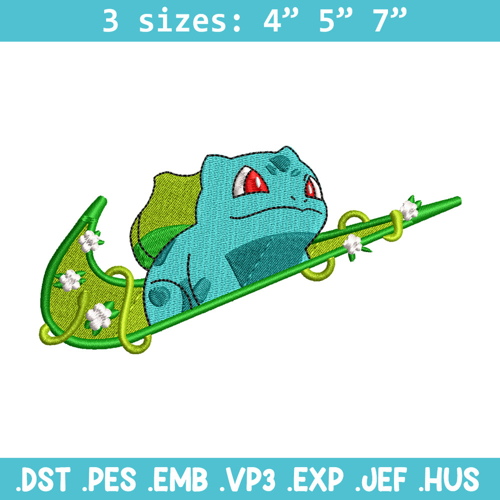 Bubasaur nike embroidery design, Pokemon embroidery, nike design, anime design, anime shirt, Digital download.jpg