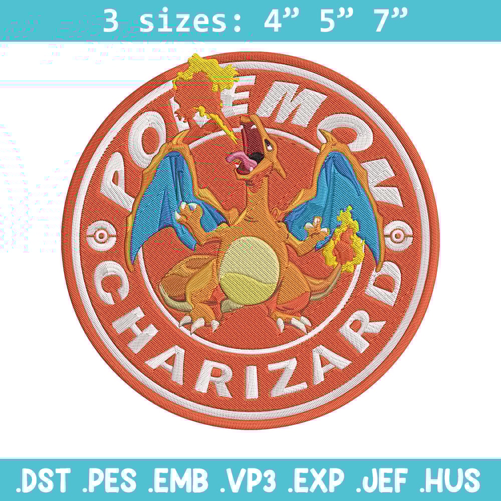 Charizard Embroidery Design, Pokemon Embroidery, Embroidery File, Anime Embroidery, Anime shirt, Digital download..jpg