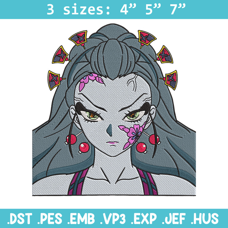 Daki face Embroidery Design, Demon slayer Embroidery, Embroidery File, Anime Embroidery, Anime shirt, Digital download.jpg