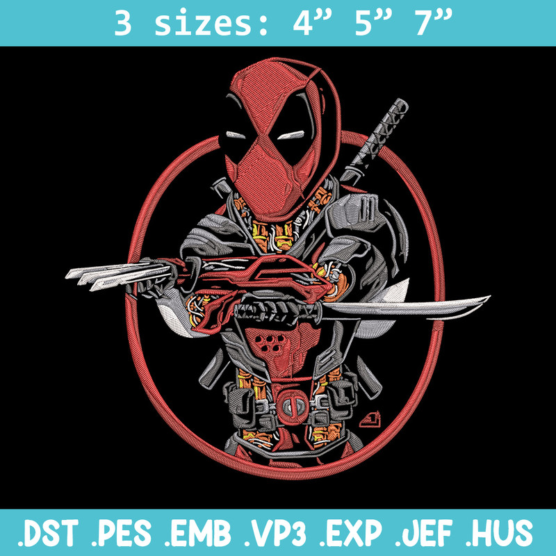 Deadpool circle Embroidery Design, Deadpool Embroidery, Embroidery File, Anime Embroidery, Anime shirt, Digital download.jpg