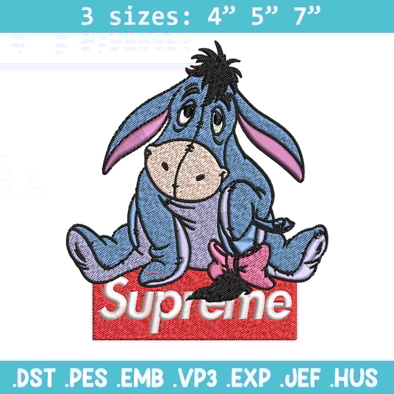 Eeyore Supreme Embroidery design, Eeyore Supreme Embroidery, cartoon design, Embroidery File, Instant download..jpg