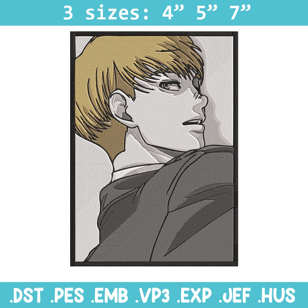Armin poster Embroidery Design, Aot Embroidery, Embroidery File, Anime Embroidery, Anime shirt, Digital download.jpg
