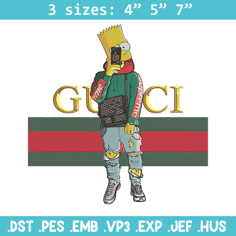 Bart Simpson Embroidery Design, Simpson Embroidery, Embroidery File, Anime Embroidery, Gucci shirt, Digital download.jpg