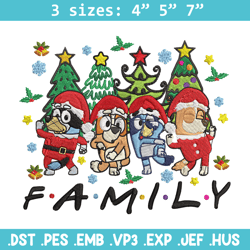 Bluey family Embroidery Design, Bluey Embroidery, Embroidery File, Chrismas Embroidery, Anime shirt, Digital download.