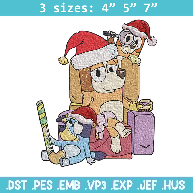 Bluey family Embroidery Design, Bluey Embroidery, Embroidery File, Chrismas Embroidery,Anime shirt, Digital download..jpg