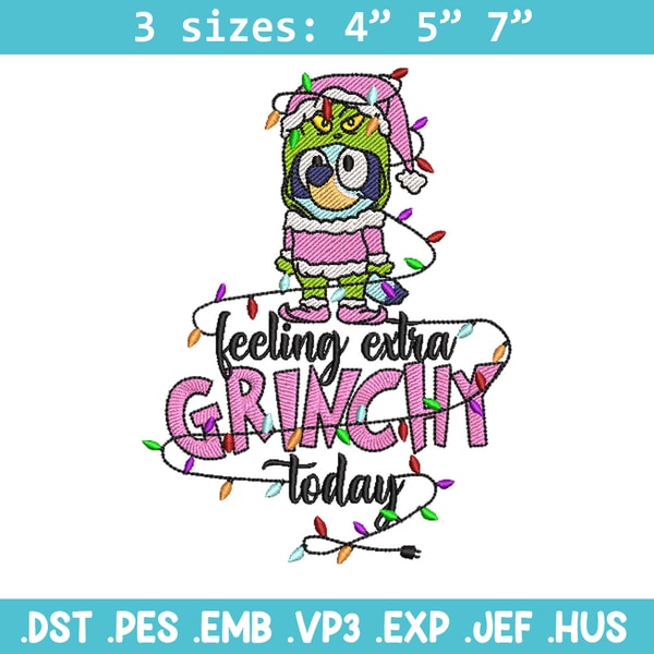 Bluey x grinch embroidery design, Bluey embroidery, Chrismas design, Embroidery file, Embroidery shirt, Digital download.jpg