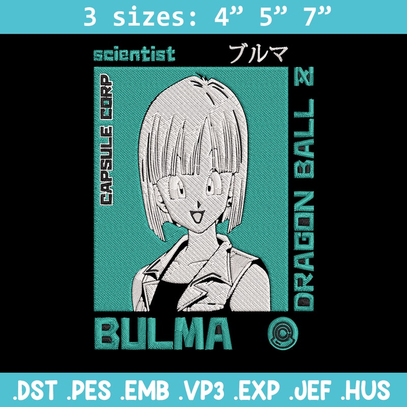 Bulma poster Embroidery Design, Dragonball Embroidery, Embroidery File, Anime Embroidery, Anime shirt, Digital download..jpg