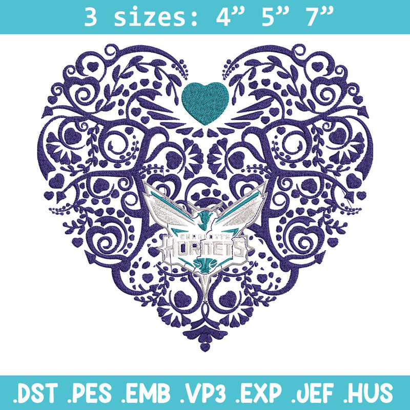 Charlotte Hornets heart embroidery design, NBA embroidery, Sport embroidery, Embroidery design, Logo sport embroidery..jpg