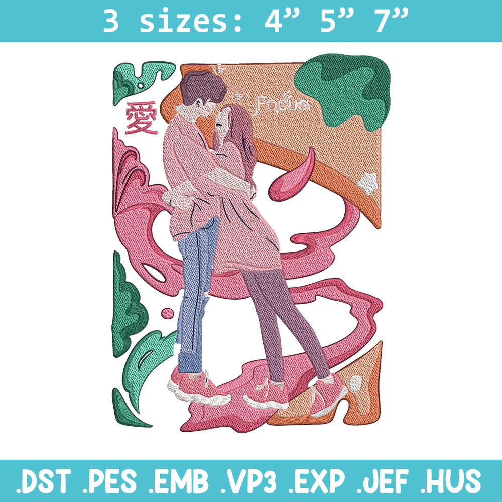 Couple poster Embroidery Design, Couple Embroidery, Embroidery File, Anime Embroidery, Anime shirt, Digital download.jpg