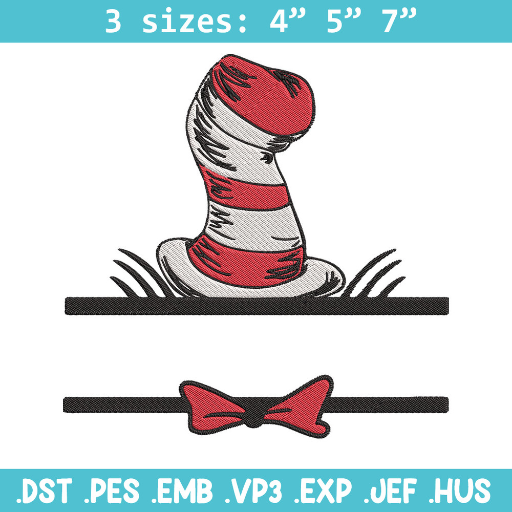 Dr seuss hat Embroidery Design, Cat In The Hat Embroidery, Embroidery File, logo shirt, Digital download..jpg