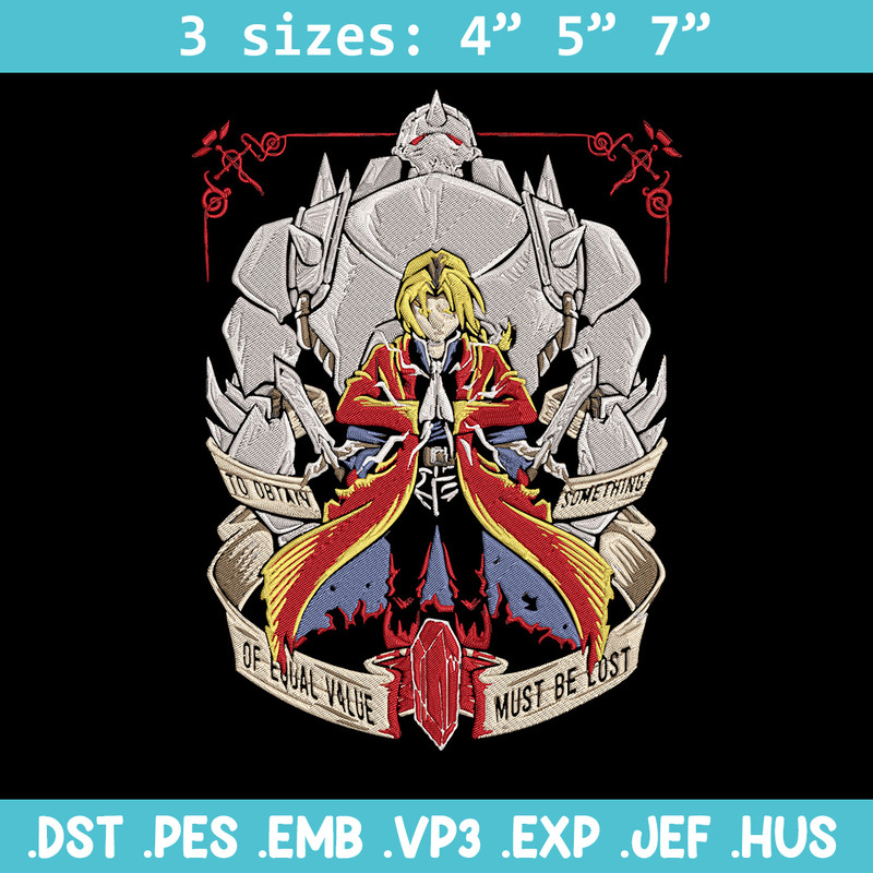 Edward Elric Embroidery Design, Fullmetal Embroidery,Embroidery File,Anime Embroidery, Anime shirt, Digital download.jpg