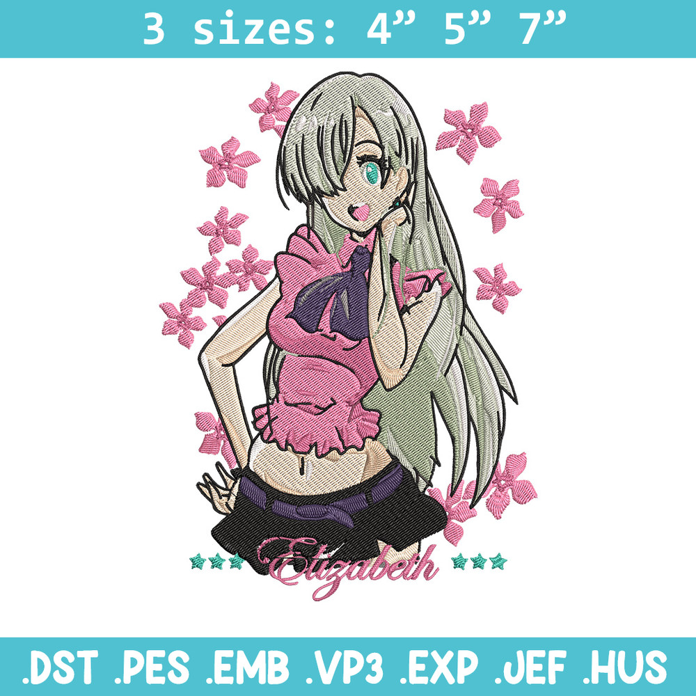 Elizabeth Embroidery Design, Seven Deadly Sins Embroidery, Embroidery File,Anime Embroidery,Anime shirt,Digital download.jpg