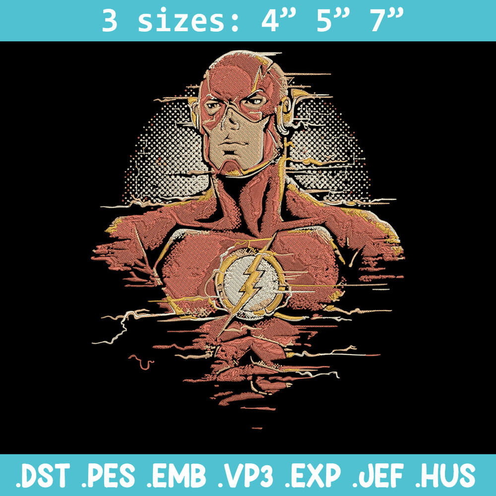 Flash poster Embroidery Design, DC comics Embroidery, Embroidery File, Anime Embroidery, Anime shirt, Digital download.jpg