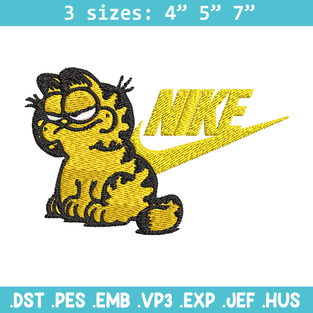 Garfield Nike Embroidery design, cartoon Embroidery, Nike design, Embroidery file, cartoon shirt, Instant download..jpg