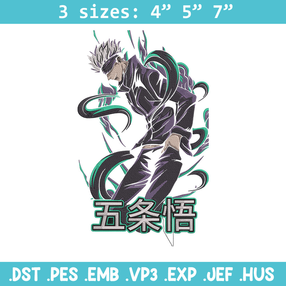 Gojo satoru Embroidery Design, Jujutsu Embroidery,Embroidery File, Anime Embroidery, Anime shirt, Digital download..jpg